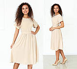 ✅ Жіноче красиве літнє модне плаття міді легке з короткими рукавами, романтичний стиль (Норма і батал), фото 9