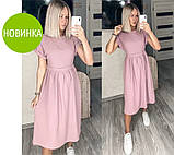 ✅ Жіноче красиве літнє модне плаття міді легке з короткими рукавами, романтичний стиль (Норма і батал), фото 2