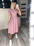 ✅ Жіноче красиве літнє модне плаття міді легке з короткими рукавами, романтичний стиль (Норма і батал), фото 5