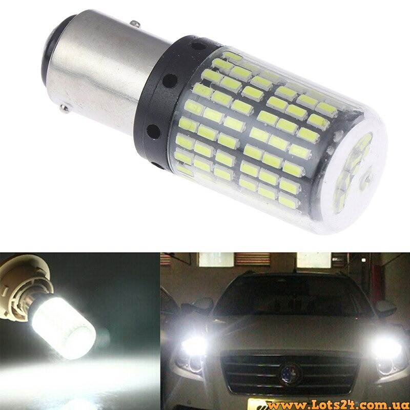 Автолампи двоконтактні P21/5W 144 LED 6000 K BAY15D 1157 світлодіодні габарит стоп задній хід