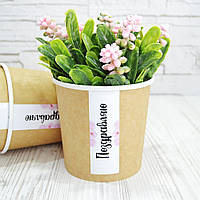 Крафт стакан БЕЗ КРИШКИ, колір крафт Вітаю, висота 10,6 см діаметр 11,5 см