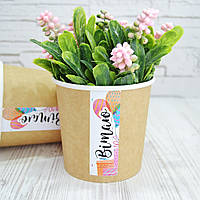 Крафт стакан БЕЗ КРИШКИ, колір крафт Вітаю, висота 10,6 см діаметр 11,5 см