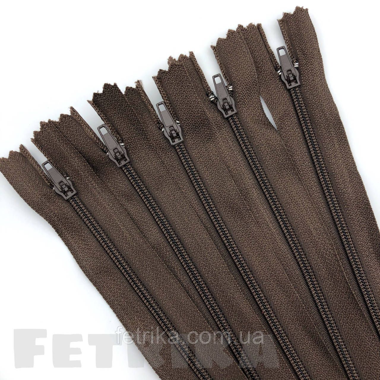 Блискавка спіральна спіднична 18 см, КОРИЧНЕВА. ТИП-3, фото 1