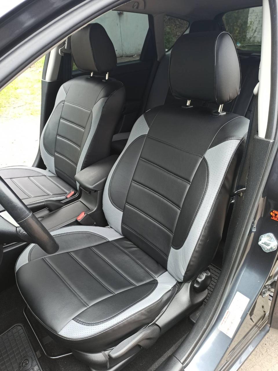 Чохли Daewoo Matiz модельні MAX-L з екошкіри Чорно-сірий