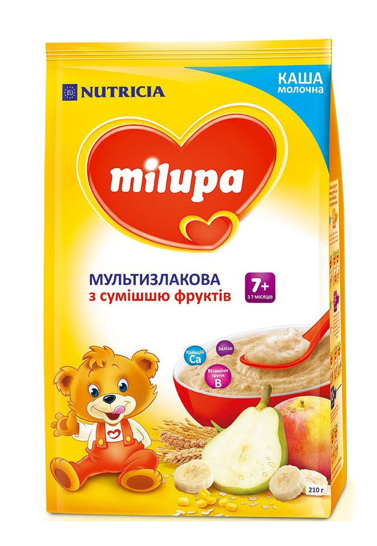 Каша молочная Мультизлаковая со смесью фруктов с 7-ми месяцев Milupa (Милупа),210 гр. - фото 1 - id-p516106943