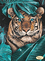 Тигр в джунглях. Схема для вышивки бисером.