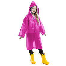Дощовик дитячий для дівчаток, на кнопках, зріст 120-160см, матеріал EVA, Рожевий C-1010
