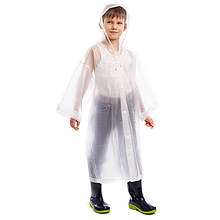 Дощовик дитячий для хлопчиків на кнопках, зріст 120-160см, матеріал EVA, Білий, C-1010