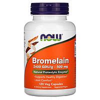 Now Foods, Бромелайн 500 мг, растительные ферменты, Bromelain, 120 вегетарианских капсул. США