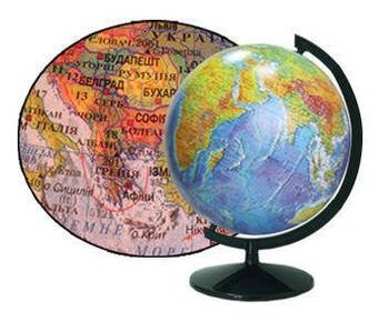 Глобус настільний діаметр 32см ІПТ з підсвічуванням, на пластиковій ніжці, лакований, Фізичний + Політичний