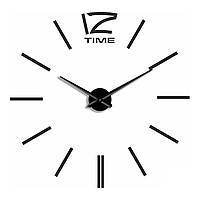 Интерьерная Наклейка Часы настенные 3D DIY Clock Большие Черные Стрелка 31 см Необычные 3Д стикер для дома