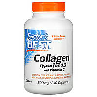 Doctor's Best, Коллаген с витамином C 500 мг, здоровье волос, кожи и ногтей, 240 капсул