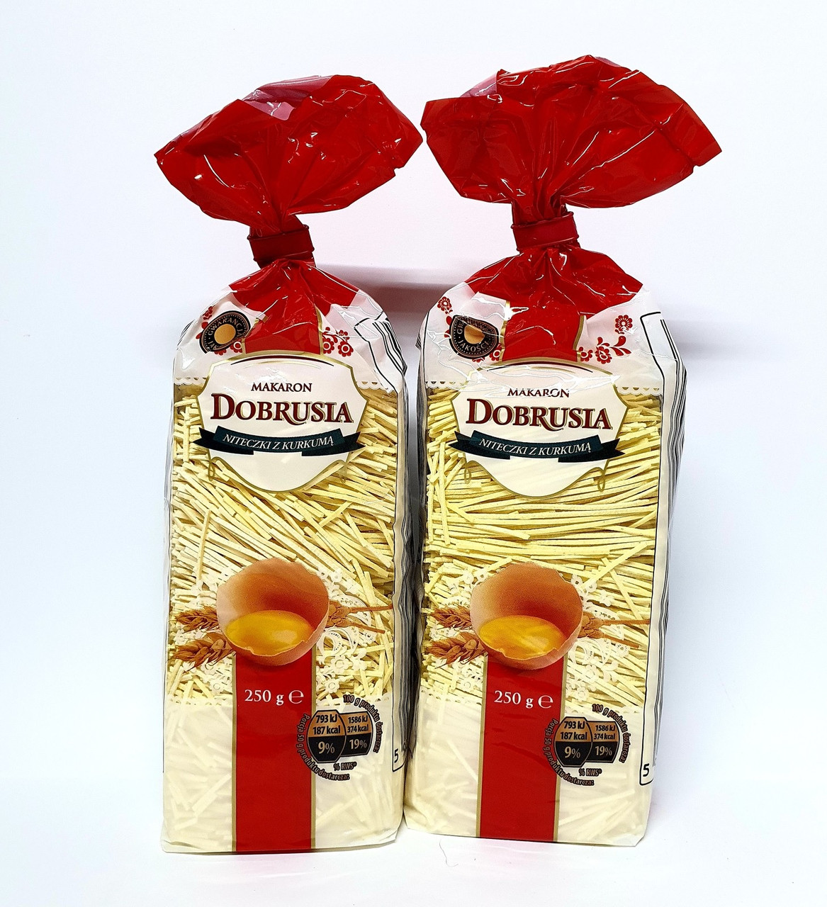 Макарони Dobrusia Makaron яєчні з додаванням куркуми 250 г Польща, фото 1