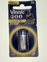 Батарейка Vinnic A27 LR27 12V лужна для пультів та сигналізацій, 8 шт.