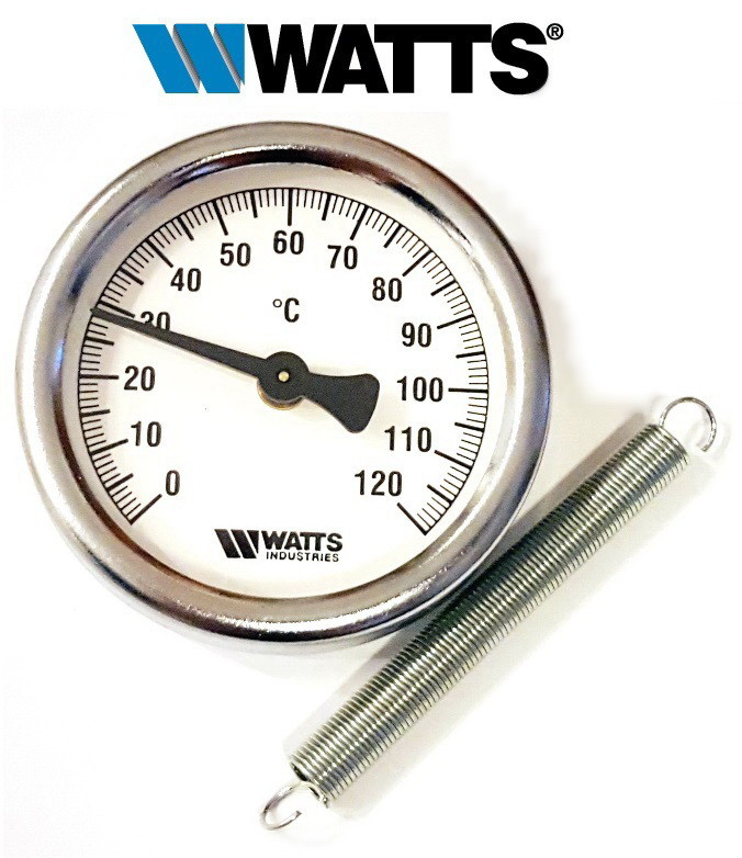 Термометр накладний WATTS TAB-63/120 (F+R810) з пружиною (63мм, 0-120°С)