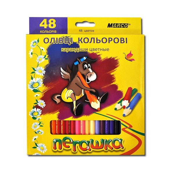 Олівці кольорові MARCO 48 квітів №1010H-48CB Пегашка