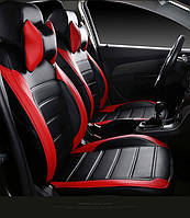 Чехлы на сиденья Форд Фокус 3 (Ford Focus 3) модельные MAX-L из экокожи Черно-красный