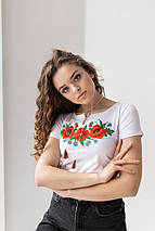 Футболка з вишивкою гладдю "Макове поле", фото 3