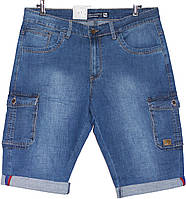 Шорты мужские джинс, с боковыми карманами, синие LS.Luvans, W37 L14 Стрейч.