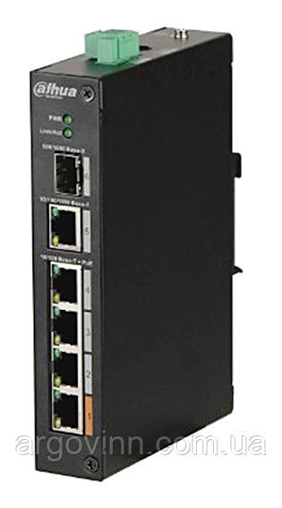 4-портовий POE перемикач Dahua з 1x SFP і 1x RJ45 (1000M) портами DH-PFS3106-4ET-60