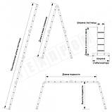 Шарнірна універсальна драбина трансформер чотирьохсекційна 3 на 4 сходинки, фото 9
