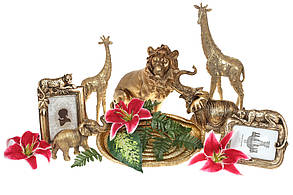 Декоративна фігура, Жираф, 12.5*8.2*35.5 см, колір — золотий полістоун (450-889), фото 4