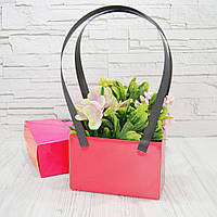 Флористична сумочка колір червоний, з ручкою, 16 см на 7 см на 10 см