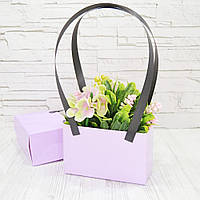 Флористична сумочка колір лаванда, з ручкою, 22 см на 11 см на 12 см
