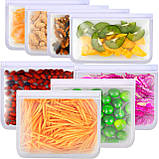 Набір з 10 Багаторазових пакетів Zhentu для зберігання, заморожування та Транспортування Їжи та продуктів, фото 7