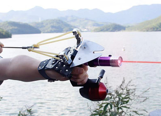 Набір для рибалки для боуфішингу металевий захист із ліхтариком + рукавичка