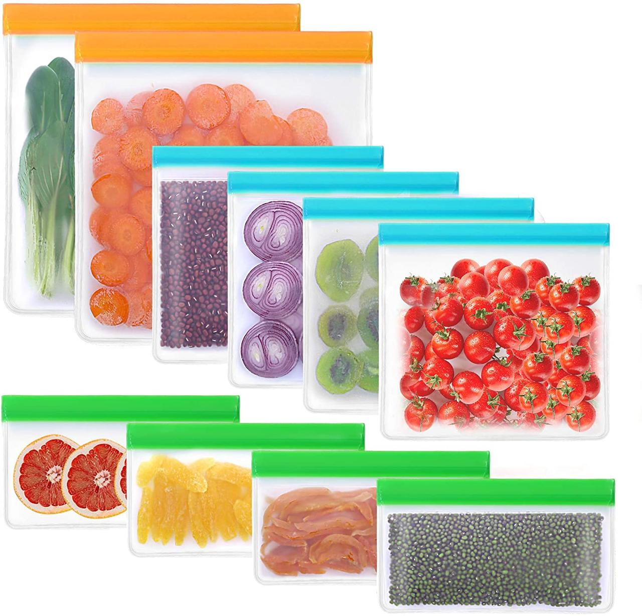 Набір з 10 Багаторазових пакетів Zhentu для зберігання, заморожування та Транспортування Їжи та продуктів