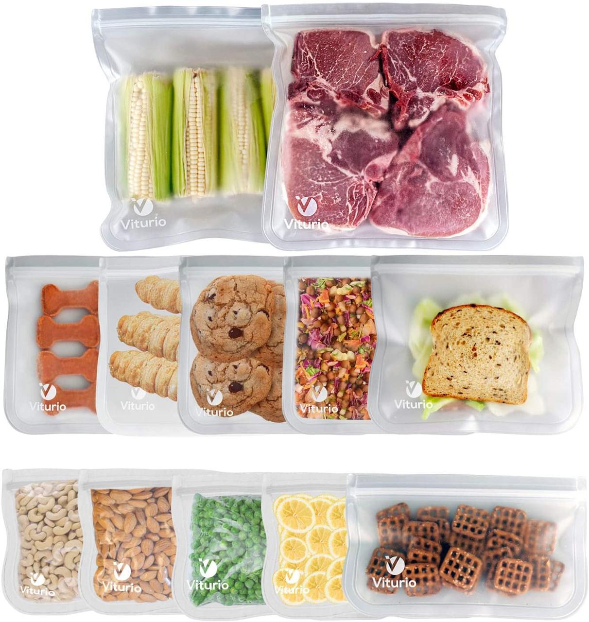 Набор из 12 Многоразовых Пакетов Zhentu для Хранения, Замораживания и Транспортировки Еды Еды и продуктов - фото 6 - id-p1405290263