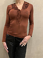 Кофта тонкая женская коричневая с длинным рукавом Balizza