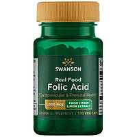 Swanson, Фолиевая кислота, Ultra Real Food Folic Acid, 1000 мкг, 100 вегетарианских капсул