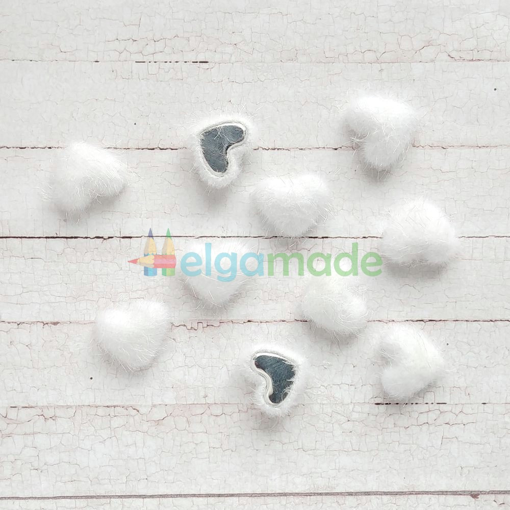 Кабошон хутряний серце, БІЛИЙ, 1.7х1.5 см, 1 шт, фото 1