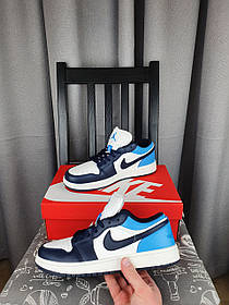 Темно сині Nike Air Jordan 1 Low Obsidian кросівки жіночі Кроси Найк Аїр Джордан Ретро 1 Лов в синьому кольорі