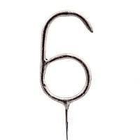 Бенгальська свічка-цифра "6" срібна (16 см) 1 шт