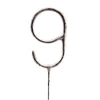 Бенгальська свічка-цифра "9" срібна (16 см) 1 шт