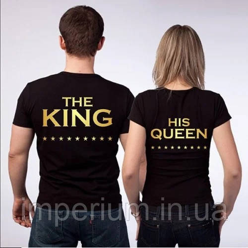 Чорна футболка the king his queen парні | для закоханих