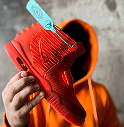 Чоловічі кросівки Nike Air Yeezy 2 весна-осінь демісезонні червоні. Живе фото. топ