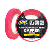 HPX FLUO TAPE - рожева, 12мм x 25м - армована флуоресцентна стрічка для маркування