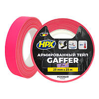 HPX FLUO TAPE - рожева, 25мм x 25м - армована флуоресцентна стрічка для маркування