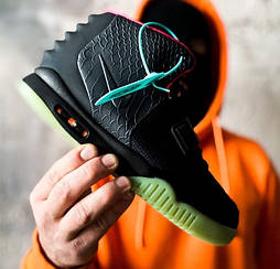 Чоловічі кросівки Nike Air Yeezy 2 весна-осінь демісезонні чорні. Живе фото. топ