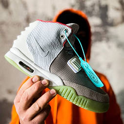 Чоловічі кросівки Nike Air Yeezy 2 весна-осінь демісезонні сірі. Живе фото. топ