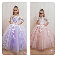 Шикарное нарядное праздничное бальное детское платье с укороченной юбкой - хвост №19-48 ретро