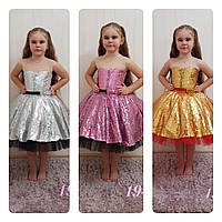 Шикарное нарядное праздничное бальное детское платье с укороченной юбкой №19-52 ретро