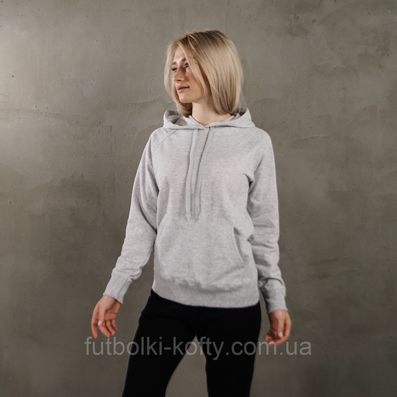 Жіноча толстовка сіра худі легка Lightweight lady-fit Fruit of the Loom,XS, фото 1