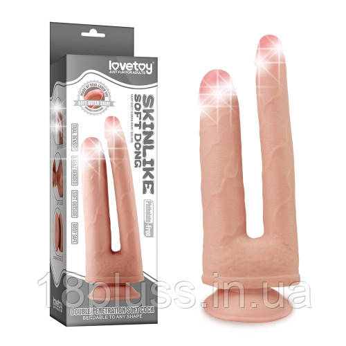 Фалоімітатор для подвійного проникнення на присоску Skinlike Soft Dong Double Penetration, фото 1