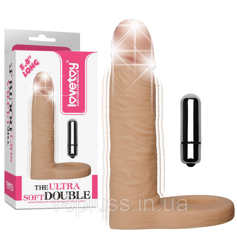 Насадка з вібрацією для подвійного проникнення The Ultra Soft Double Vibrating 5.8", фото 1