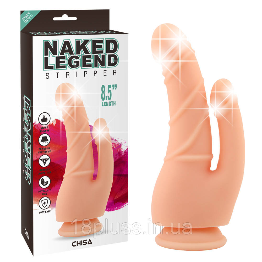 Подвійний фаллоімітатор Naked Legend Liquid Silicone Stripper Flesh Double Dildo, фото 1